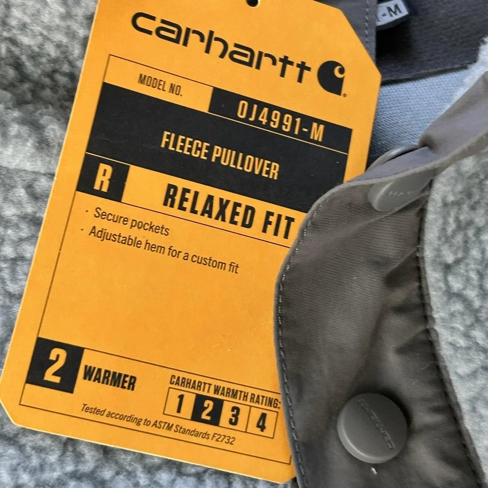 Carhartt Sweater Mens XL Blue Grey Fleece Pullover Relaxed Fit Front Pocket - Picture 5 of 10